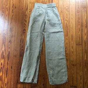 J. Crew high waist linen blend khaki trousers 000